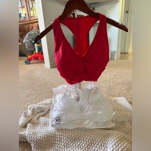NWT Rhonda Shear 2X Red and White Set Racerback Wireless Bralette